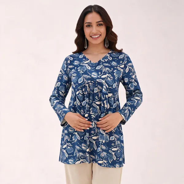 Blue_Cotton_Longline_Tunic_For_Women