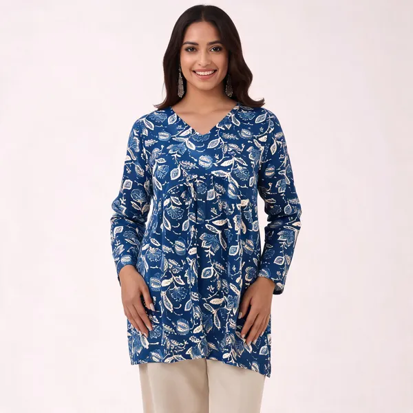 Blue_Cotton_Longline_Tunic_For_Women