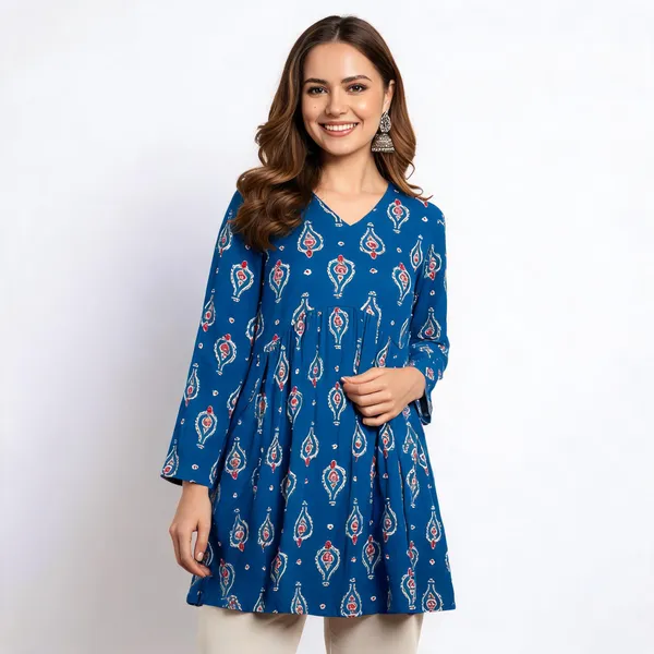 Blue_Rayon_Tunic_Top_For_Women