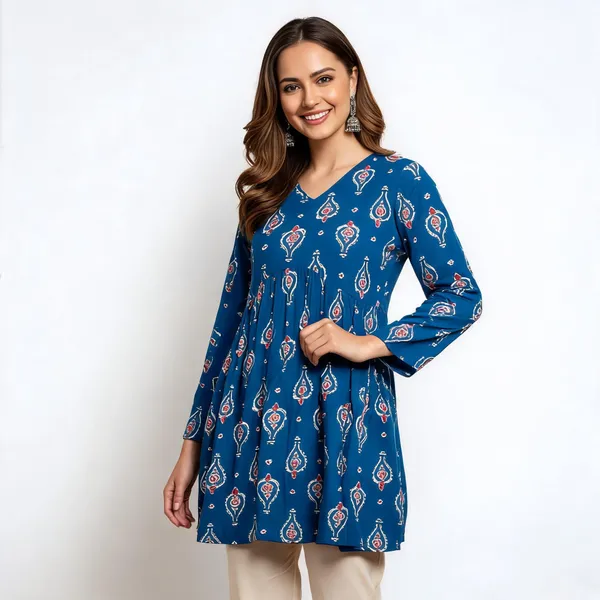Blue_Rayon_Tunic_Top_For_Women