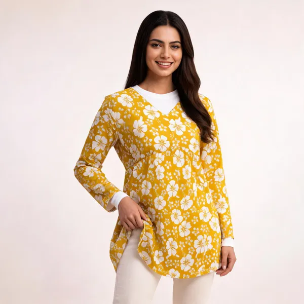 Yellow_Cotton_Tunic_Top_For_Women