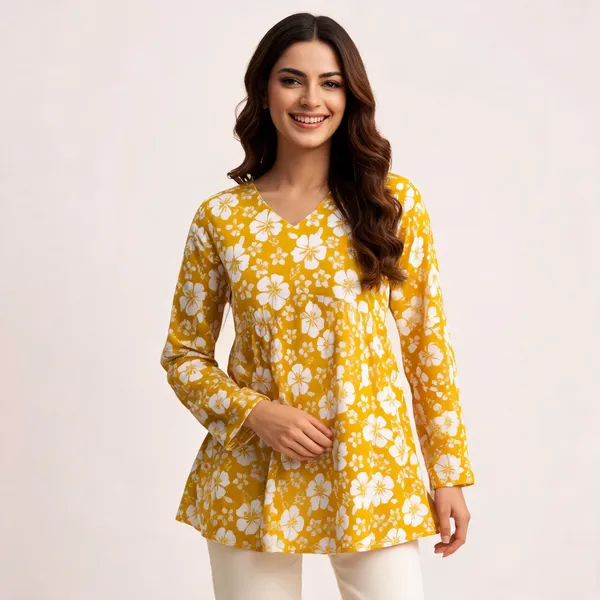 Yellow_Cotton_Tunic_Top_For_Women