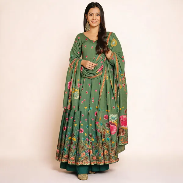 Pista_Green_Chanderi_Anarkali_Dupatta_Palazzo_Set_For_Women