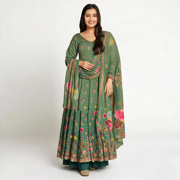 Pista_Green_Chanderi_Anarkali_Dupatta_Palazzo_Set_For_Women