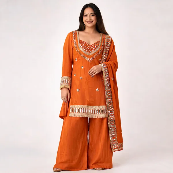 Orange_Georgette_Kurta_Palazzo_Dupatta_Set_For_Women