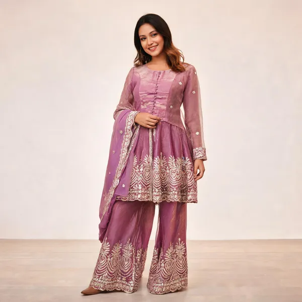 Pink_Chanderi_Anarkali_Palazzo_Dupatta_Set_For_Women