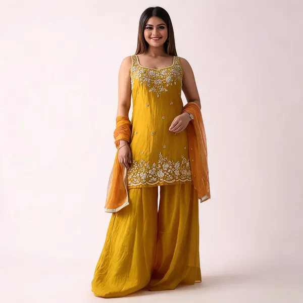 Mustard_Silk_Kurta_Palazzo_Set_For_Women