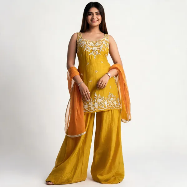 Mustard_Silk_Kurta_Palazzo_Set_For_Women