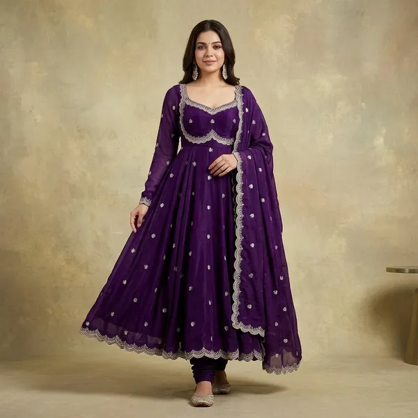 Purple_Georgette_Gown_With_Dupatta_Set_For_Women