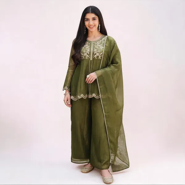 Green_Fendi_Kurta_Palazzo_Dupatta_Set_For_Women