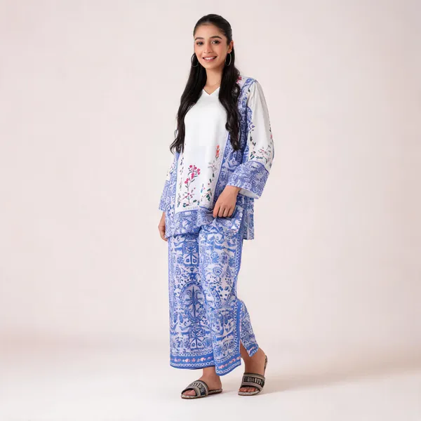 White_&_Purple_Rayon_Kurta_Palazzo_For_Women