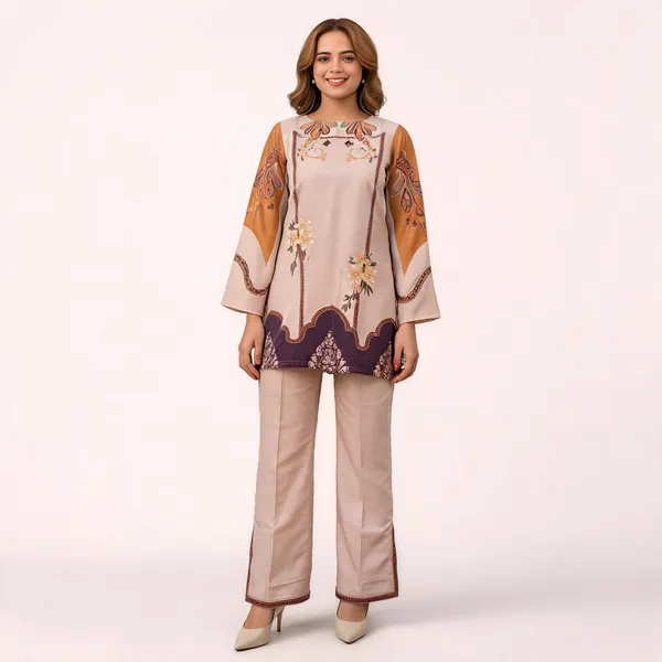 Cream_Rayon_Kurta_Set_For_Women