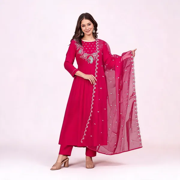 Pink_Georgette_Anarkali_Kurta_Pant_Dupatta_Set_For_Women
