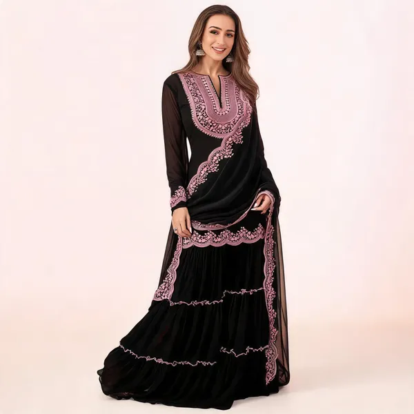 Black_Georgette_Kurta_Sharara_Dupatta_Set_For_Women