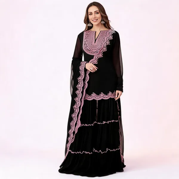 Black_Georgette_Kurta_Sharara_Dupatta_Set_For_Women