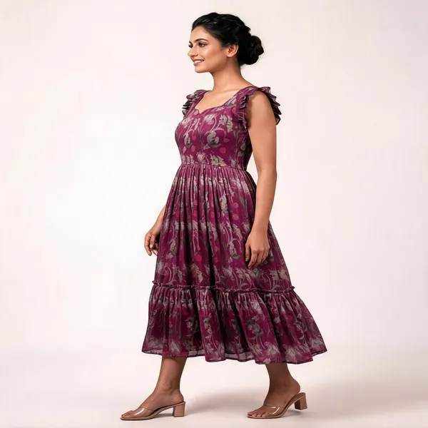 Wine_Chanderi_Midi_Dress_For_Women