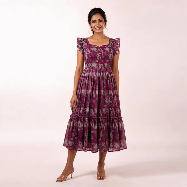 Wine_Chanderi_Midi_Dress_For_Women