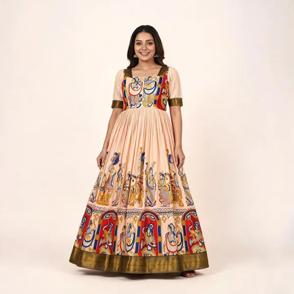 Cream_Chanderi_Anarkali_Dress_For_Women