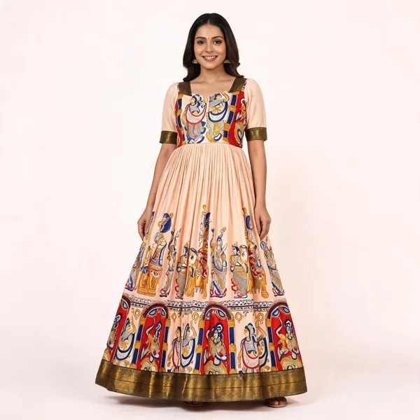 Cream_Chanderi_Anarkali_Dress_For_Women