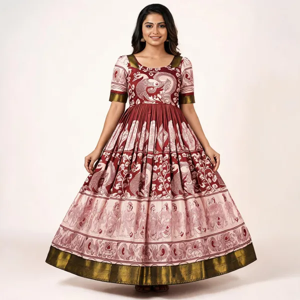 Maroon_Chanderi_Dress_For_Women
