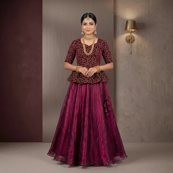 Wine_Silk_Lehenga_Choli_For_Women
