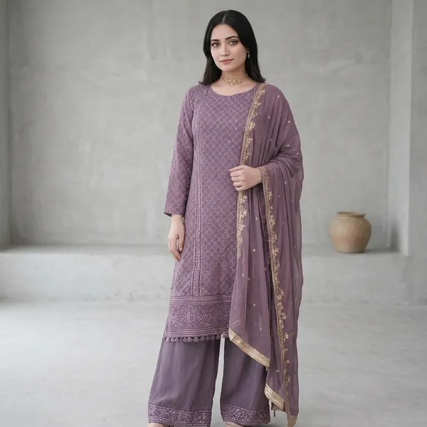 Mauve_Georgette_Kurta_Palazzo_Dupatta_Set_For_Women