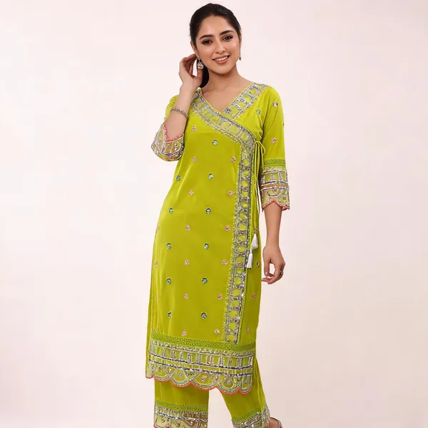 Yellow_Chanderi_Kurta_Set_For_Women