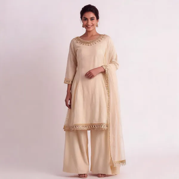 Cream_Georgette_Kurta_Palazzo_Dupatta_Set_For_Women