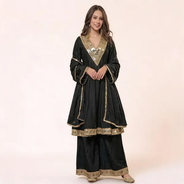 Black_Georgette_Anarkali_Kurta_Palazzo_Dupatta_Set_For_Women