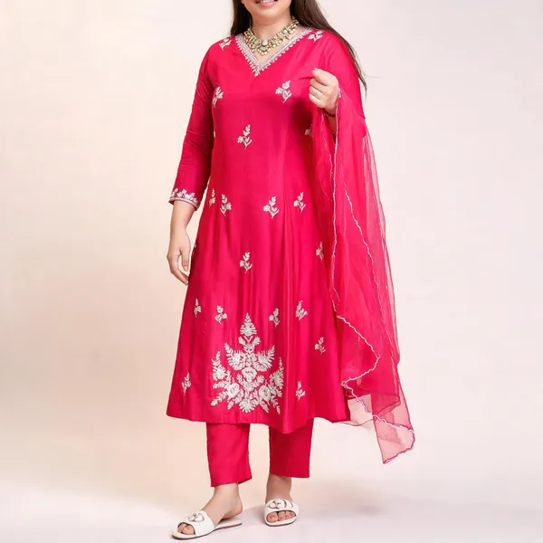 Pink_Georgette_Anarkali_Kurta_Pant_Dupatta_Set_For_Women