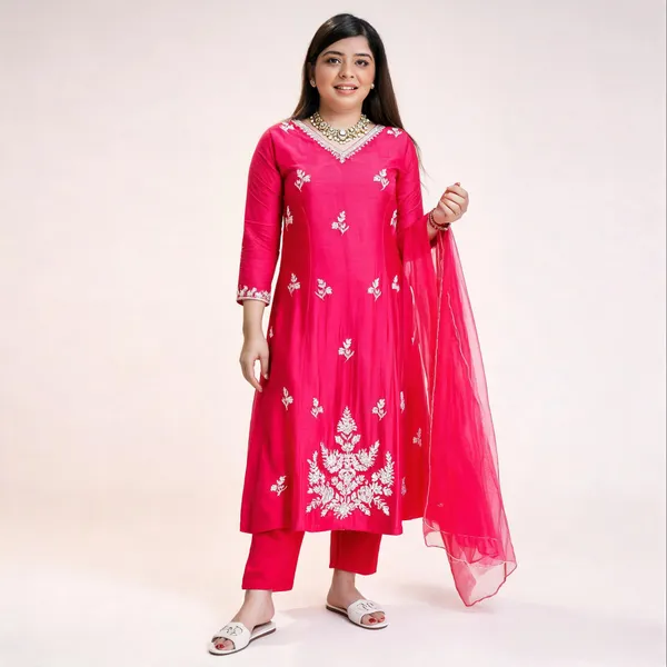Pink_Georgette_Anarkali_Kurta_Pant_Dupatta_Set_For_Women