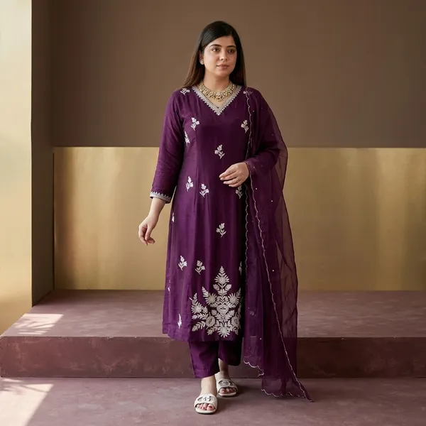 Purple_Chanderi_Kurta_Palazzo_Dupatta_Set_For_Women