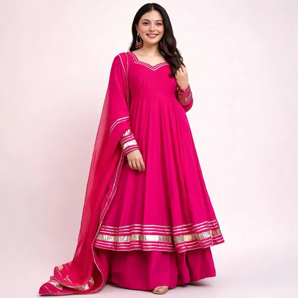 Pink_Georgette_Anarkali_Kurta_Palazzo_Dupatta_Set_For_Women