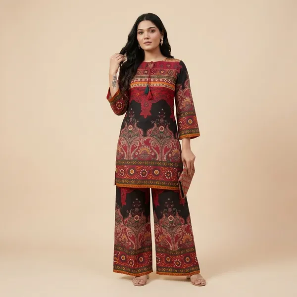 Red_Rayon_Kurta_Palazzo_Set_For_Women