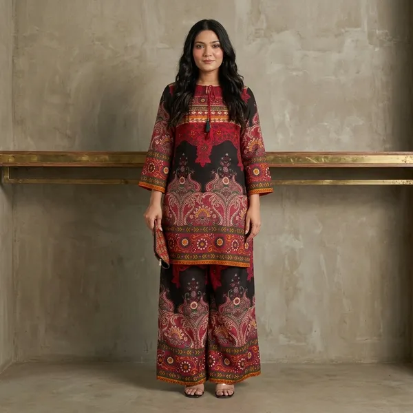 Red_Rayon_Kurta_Palazzo_Set_For_Women