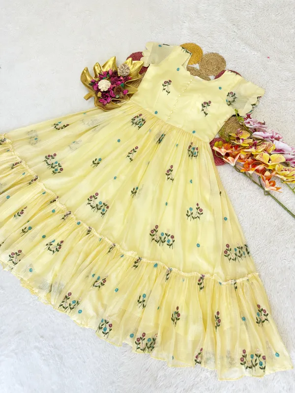 Yellow_Chanderi_Flared_Dress_For_Women