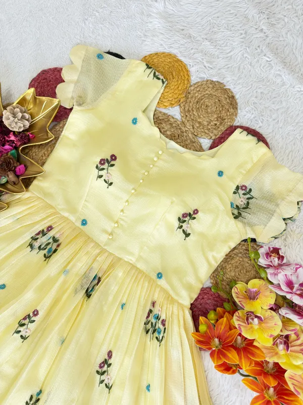 Yellow_Chanderi_Flared_Dress_For_Women