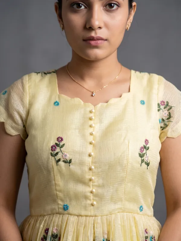 Yellow_Chanderi_Flared_Dress_For_Women