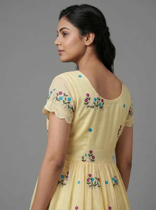 Yellow_Chanderi_Flared_Dress_For_Women