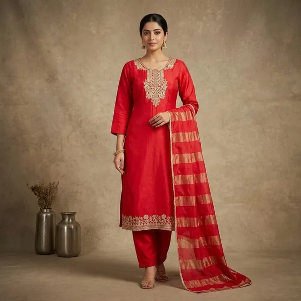 Red_Georgette_Kurta_Palazzo_Dupatta_Set_For_Women
