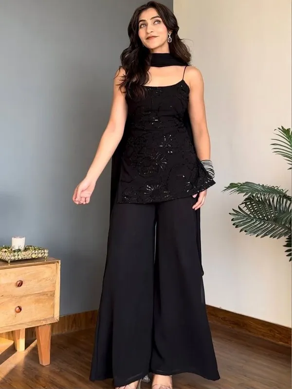 Black_Georgette_Palazzo_Suit_Set_For_Women