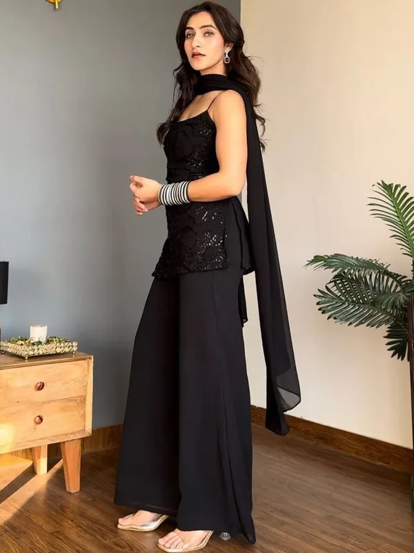 Black_Georgette_Palazzo_Suit_Set_For_Women