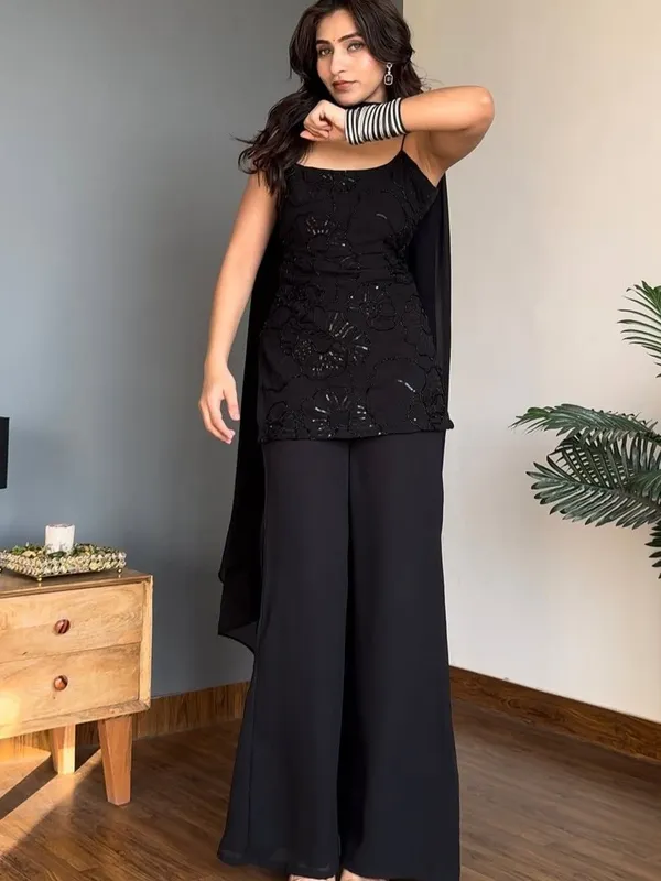 Black_Georgette_Palazzo_Suit_Set_For_Women