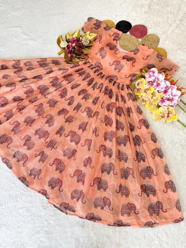 Peach_Chanderi_Fit_&_Flare_Dress_For_Women