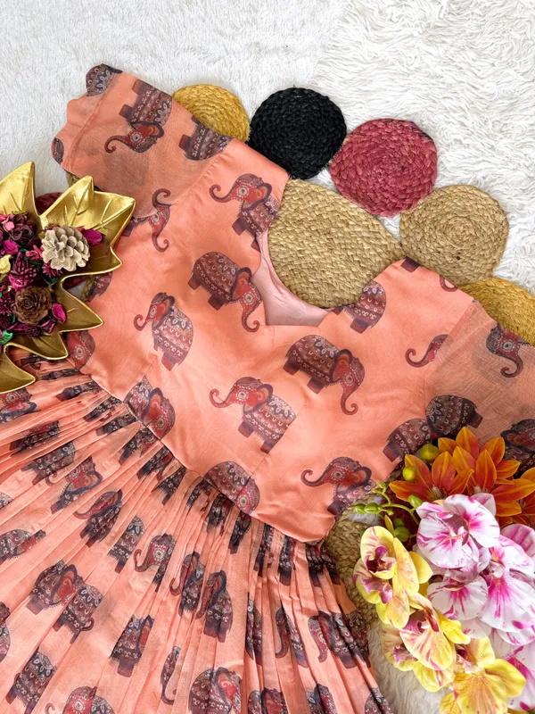 Peach_Chanderi_Fit_&_Flare_Dress_For_Women