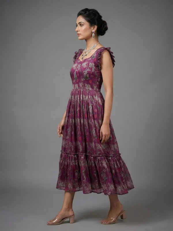 Wine_Chanderi_Midi_Dress_For_Women