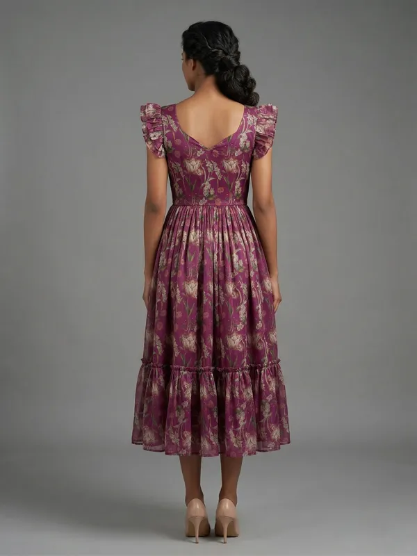 Wine_Chanderi_Midi_Dress_For_Women