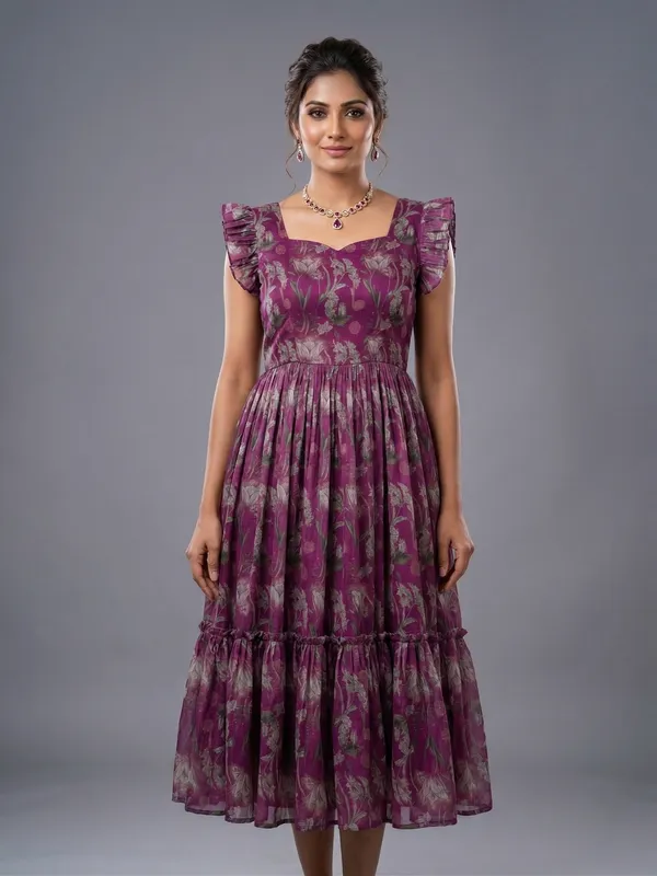 Wine_Chanderi_Midi_Dress_For_Women