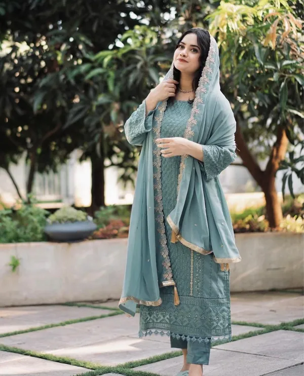 Blue_Georgette_Kurta_Palazzo_Dupatta_Set_For_Women
