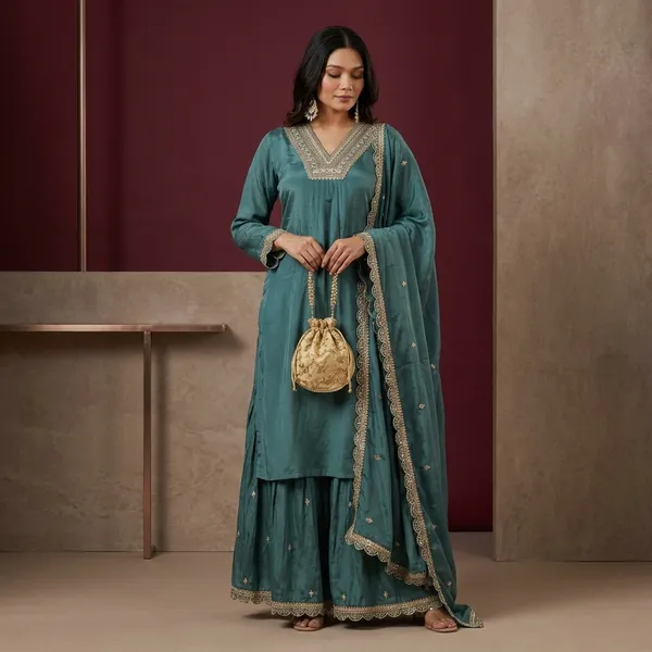 Blue_Georgette_Kurta_Palazzo_Dupatta_Set_For_Women